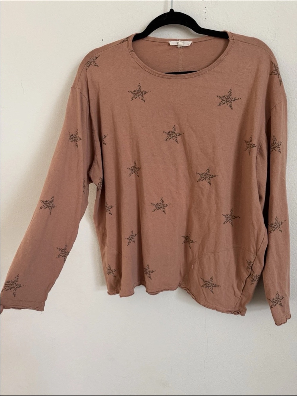 Easel Los Angeles Star Print Boho Burnt Orange Slouchy Long Sleeve Size M
